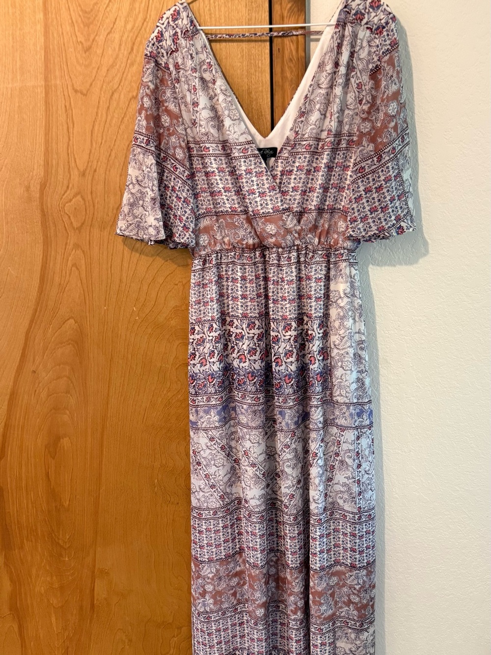 Love Reign Boho Maxi Dress in Mauve and Ivory